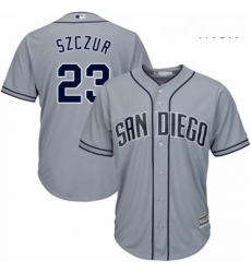 Mens Majestic San Diego Padres 23 Matt Szczur Replica Grey Road Cool Base MLB Jersey 