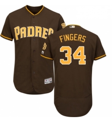 Mens Majestic San Diego Padres 34 Rollie Fingers Brown Alternate Flex Base Authentic Collection MLB Jersey 