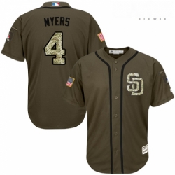 Mens Majestic San Diego Padres 4 Wil Myers Authentic Green Salute to Service MLB Jersey