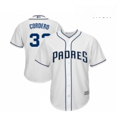 Mens San Diego Padres 33 Franchy Cordero Replica White Home Cool Base Baseball Jersey 