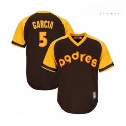 Mens San Diego Padres 5 Greg Garcia Replica Brown Alternate Cooperstown Cool Base Baseball Jersey 