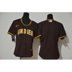 Women Padres Blank White Brown Cool Base Jerseys