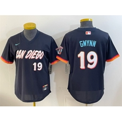 Women San Diego Padres  19 Tony Gwynn Obsidian 2026 City Connect Stadium Stitched Baseball Jersey  