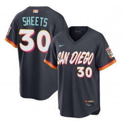 Women San Diego Padres  30 Gavin Sheets Obsidian 2026 City Connect Stadium Stitched Baseball Jersey  