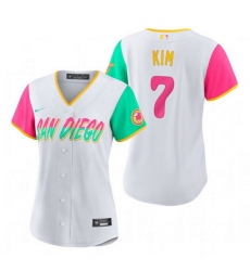 Women San Diego Padres 7 Ha Seong Kim 2022 White City Connect Cool Base Stitched Baseball Jersey 