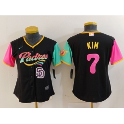 Women San Diego Padres 7 Ha Seong Kim Black City Connect Stitched Baseball Jersey 3