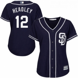 Womens Majestic San Diego Padres 12 Chase Headley Authentic Navy Blue Alternate 1 Cool Base MLB Jersey 