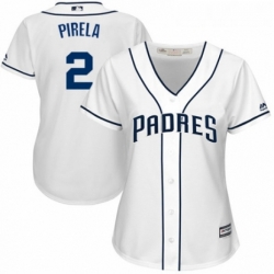 Womens Majestic San Diego Padres 2 Jose Pirela Authentic White Home Cool Base MLB Jersey 