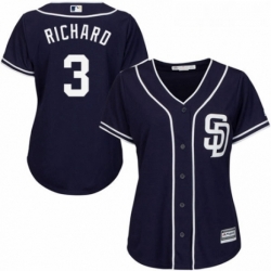 Womens Majestic San Diego Padres 3 Clayton Richard Authentic Navy Blue Alternate 1 Cool Base MLB Jersey 