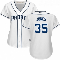 Womens Majestic San Diego Padres 35 Randy Jones Replica White Home Cool Base MLB Jersey