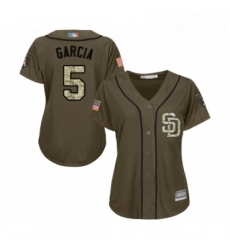 Womens San Diego Padres 5 Greg Garcia Authentic Green Salute to Service Cool Base Baseball Jersey 