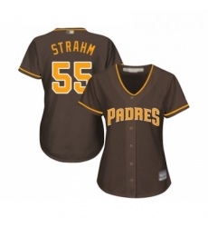 Womens San Diego Padres 55 Matt Strahm Replica Brown Alternate Cool Base Baseball Jersey 