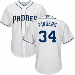 Youth Majestic San Diego Padres 34 Rollie Fingers Authentic White Home Cool Base MLB Jersey