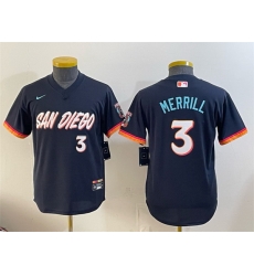 Youth San Diego Padres  3 Jackson Merrill Obsidian 2026 City Connect Stadium Stitched Baseball Jersey
