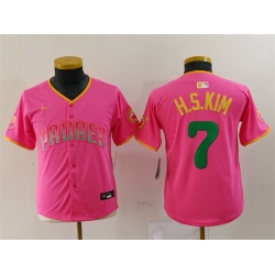 Youth San Diego Padres 7 Ha Seong Kim Pink Stitched Baseball Jersey