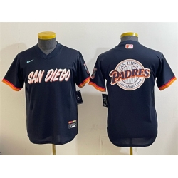 Youth San Diego Padres Team Big Logo Obsidian 2026 City Connect Stadium Stitched Baseball Jersey 001