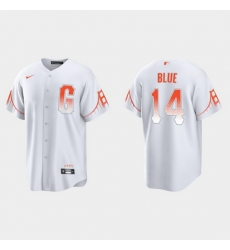 Men San Francisco Giants 14 Vida Blue Men 2021 City Connect White Fan Version Jersey