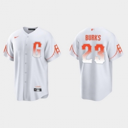 Men San Francisco Giants 23 Ellis Burks Men 2021 City Connect White Fan Version Jersey