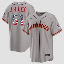 Men San Francisco Giants  51 Jung Hoo Lee Grey 2026 USA 250 Fourth of July Stitched Baseball Jersey