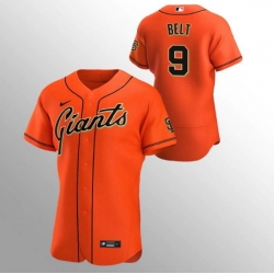 Men San Francisco Giants 9 Brandon Belt Orange Flex Base Stitched Jersey