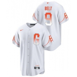 Men San Francisco Giants 9 Brandon Belt White City Connect Cool Base Stitched Jersey