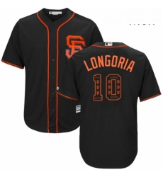 Mens Majestic San Francisco Giants 10 Evan Longoria Authentic Black Team Logo Fashion Cool Base MLB Jersey 