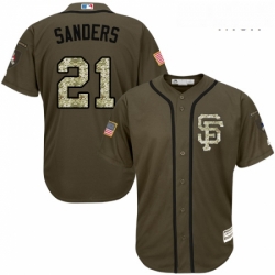 Mens Majestic San Francisco Giants 21 Deion Sanders Authentic Green Salute to Service MLB Jersey