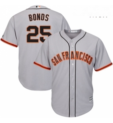 Mens Majestic San Francisco Giants 25 Barry Bonds Replica Grey Road Cool Base MLB Jersey