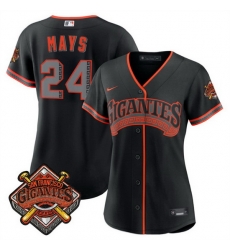 Women San Francisco Giants 24 Willie Mays Black 2026 Alternate Stadium Stitched Baseball Jersey Women San Francisco Giants 24 Willie Mays Black 2026 Alternate Stadium Stitched Baseball Jersey