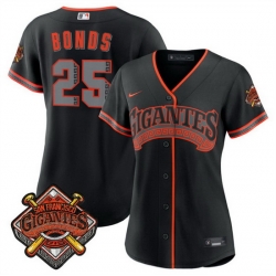 Women San Francisco Giants  25 Barry Bonds Black 2026 Alternate Stadium Stitched Baseball Jersey  