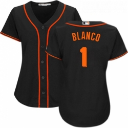 Womens Majestic San Francisco Giants 1 Gregor Blanco Authentic Black Alternate Cool Base MLB Jersey 