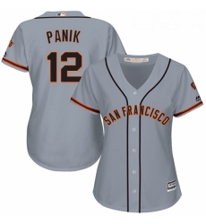 Womens Majestic San Francisco Giants 12 Joe Panik Authentic Grey Road Cool Base MLB Jersey