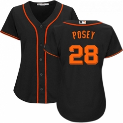 Womens Majestic San Francisco Giants 28 Buster Posey Replica Black Alternate Cool Base MLB Jersey