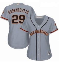 Womens Majestic San Francisco Giants 29 Jeff Samardzija Authentic Grey Road Cool Base MLB Jersey