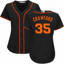 Womens Majestic San Francisco Giants 35 Brandon Crawford Replica Black Alternate Cool Base MLB Jersey