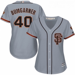 Womens Majestic San Francisco Giants 40 Madison Bumgarner Authentic Grey Road 2 Cool Base MLB Jersey