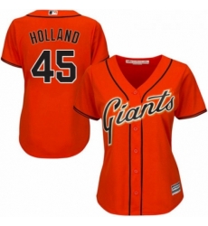 Womens Majestic San Francisco Giants 45 Derek Holland Authentic Orange Alternate Cool Base MLB Jersey 