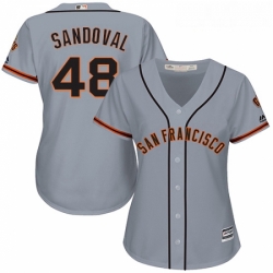 Womens Majestic San Francisco Giants 48 Pablo Sandoval Replica Grey Road Cool Base MLB Jersey 