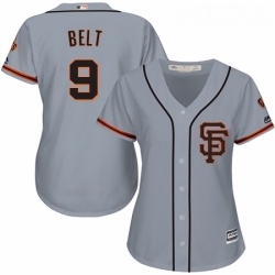 Womens Majestic San Francisco Giants 9 Brandon Belt Authentic Grey Road 2 Cool Base MLB Jersey