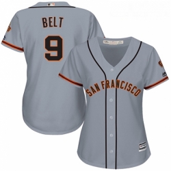 Womens Majestic San Francisco Giants 9 Brandon Belt Replica Grey Road Cool Base MLB Jersey