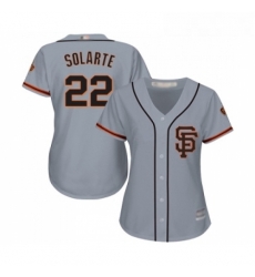 Womens San Francisco Giants 22 Yangervis Solarte Replica Grey Road 2 Cool Base Baseball Jersey 