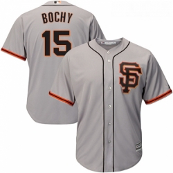 Youth Majestic San Francisco Giants 15 Bruce Bochy Replica Grey Road 2 Cool Base MLB Jersey