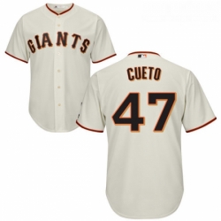 Youth Majestic San Francisco Giants 47 Johnny Cueto Authentic Cream Home Cool Base MLB Jersey