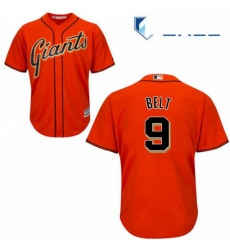 Youth Majestic San Francisco Giants 9 Brandon Belt Authentic Orange Alternate Cool Base MLB Jersey