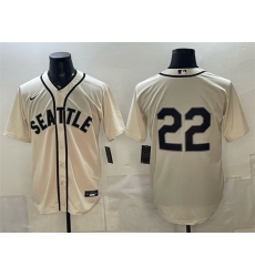 Men Seattle Mariners  22 Bryan Woo Cream Alternate Stitched Baseball Jersey