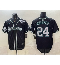 Men Seattle Mariners 24 Ken Griffey Jr 50th Anniversary Black Out Style Vapor Premier Limited Stitched Baseball Jersey Men Seattle Mariners 24 Ken Griffey Jr 50th Anniversary Black Out Style Vapor Premier Limited Stitched Baseball Jersey