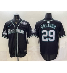 Men Seattle Mariners 29 Cal Raleigh 50th Anniversary Black Out Style Vapor Premier Limited Stitched Baseball Jersey Men Seattle Mariners 29 Cal Raleigh 50th Anniversary Black Out Style Vapor Premier Limited Stitched Baseball Jersey