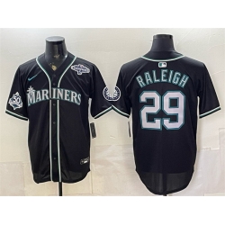 Men Seattle Mariners  29 Cal Raleigh 50th Anniversary Black Out Style Vapor Premier Limited Stitched Baseball Jersey