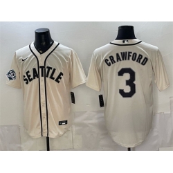 Men Seattle Mariners  3 J P  Crawford Cream 50th Anniversary Alternate Stitched Baseball Jersey