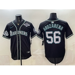 Men Seattle Mariners  56 Randy Arozarena 50th Anniversary Black Out Style Vapor Premier Limited Stitched Baseball Jersey